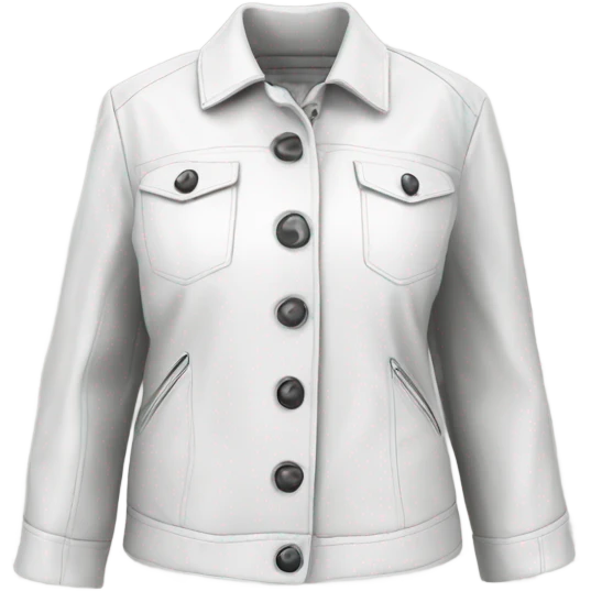 White oversize womens open button up leather jacket  emoji