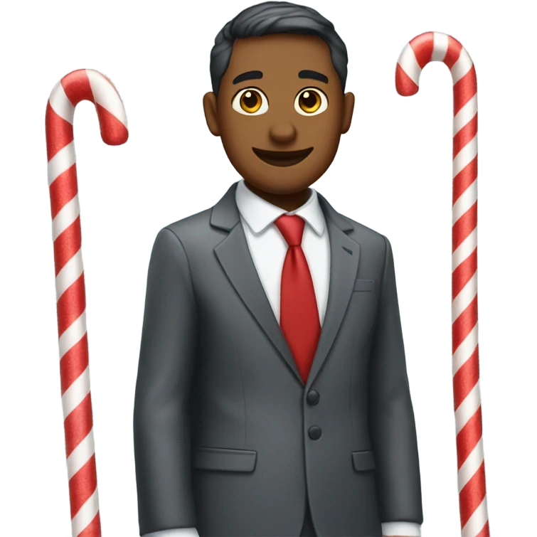 Candy cane wearing a suit  emoji