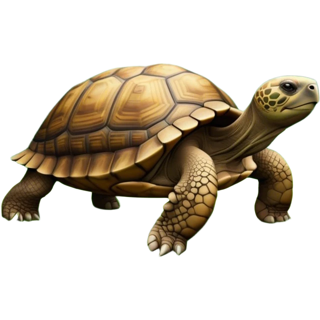 Giant tortoise walking slowly through lush green grass, surrounded by trees and tropical plants. Its large, textured shell gleams in the sunlight, and the peaceful, natural environment adds a sense of tranquility. Transparent background, emphasizing the tortoise’s majestic size. emoji