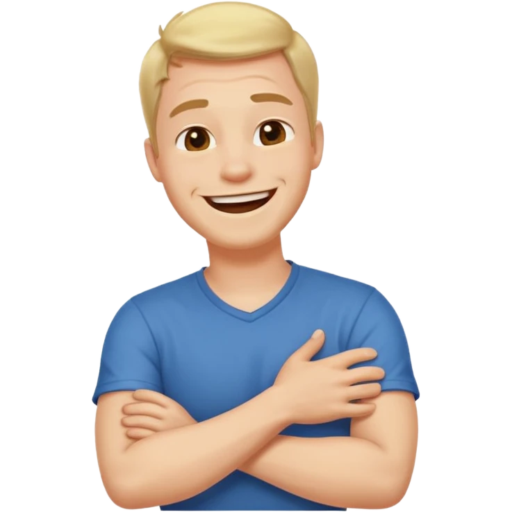 Arms crossed holding neck laughing guy  emoji