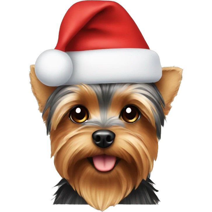 yorkie wearing christmas hat emoji