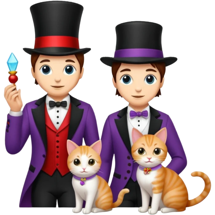 magician couple and their pet cat emoji