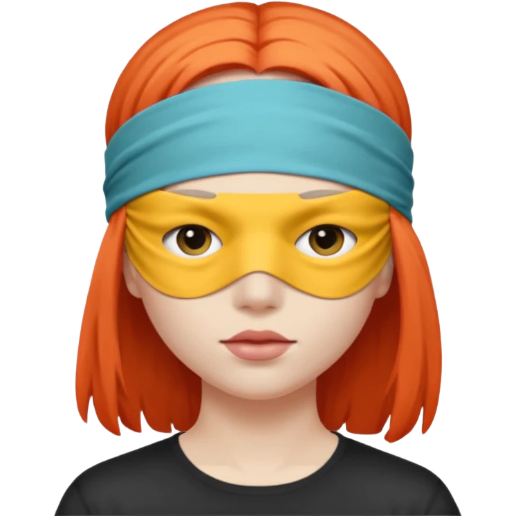 Blindfold person with different colors of hair. No trusting games with people blindfolded behind steering wheel emoji