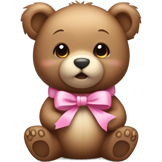 little bear with pink bow emoji