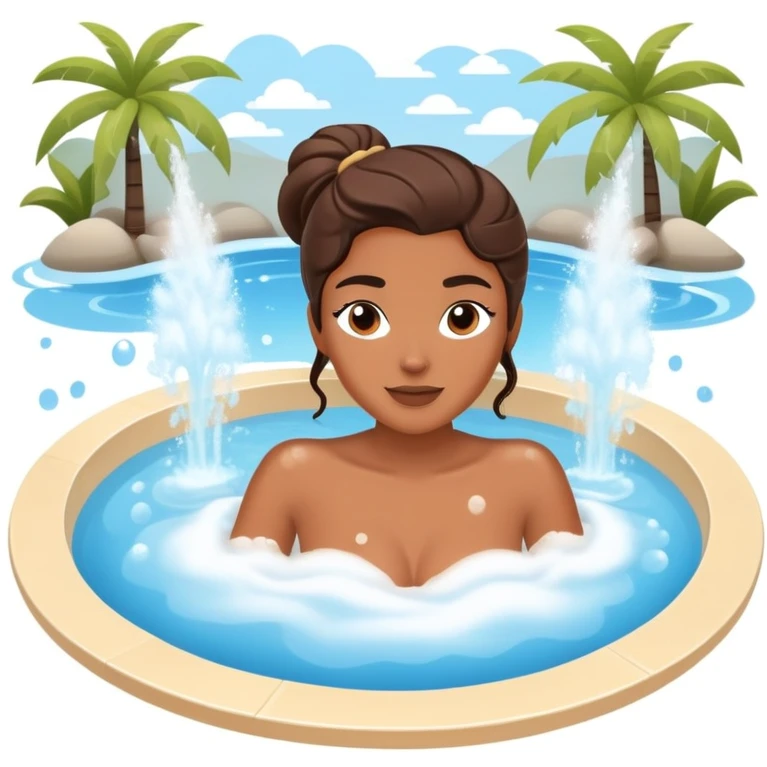Celebrity in bubbling jacuzzi with water jets, wide angle view emoji