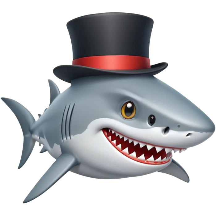 Shark with a top hat emoji