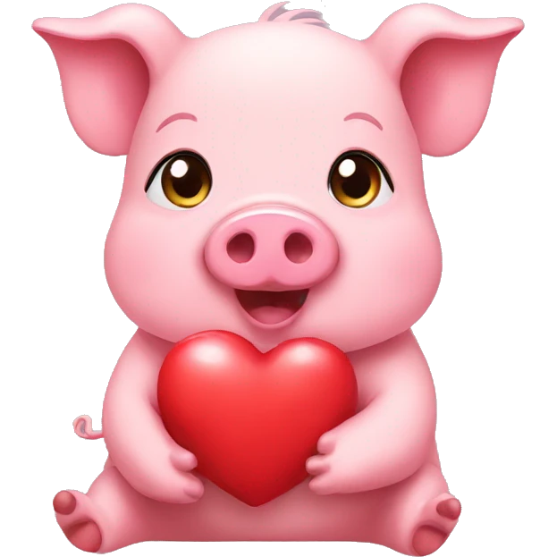 cute pig holding a heart emoji