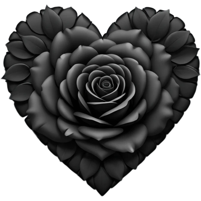 heart with black rose petals and shadow emoji