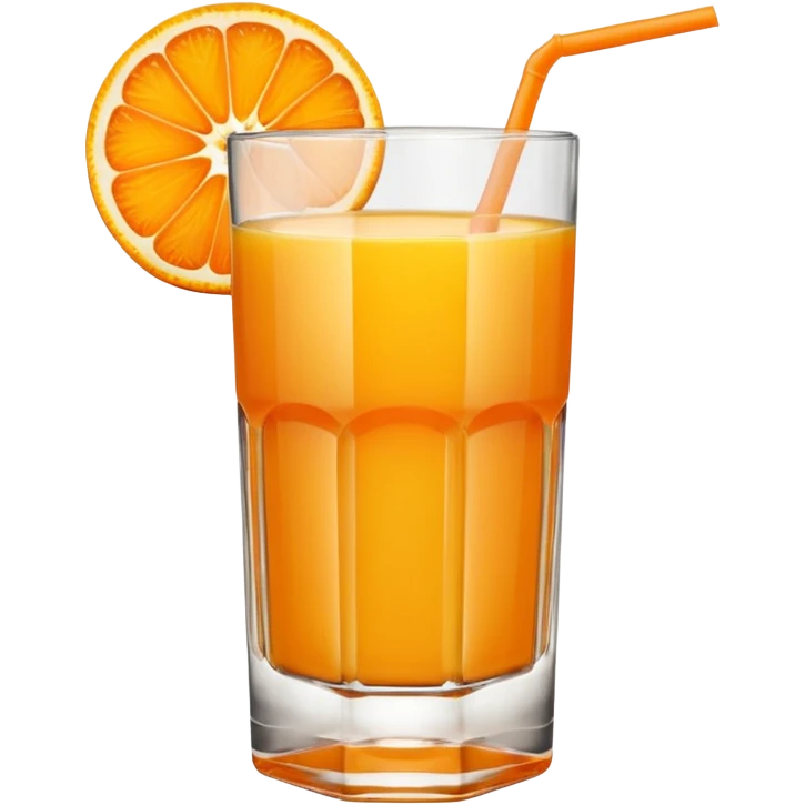 A glas of orange juice with a slice of orange next to it emoji