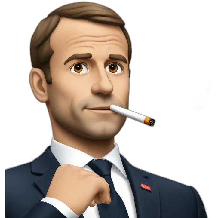 Macron en train de fumer une cigarette emoji