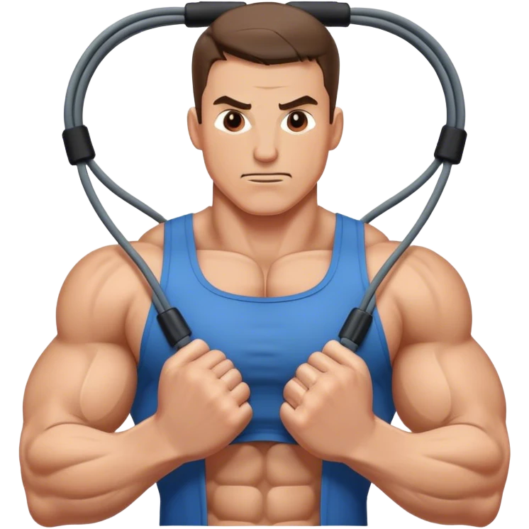guy squeezing pecs cable gym emoji