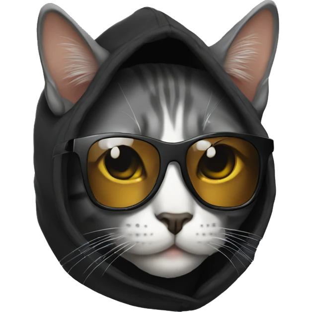 cat with black hoodie and sunglasses  emoji
