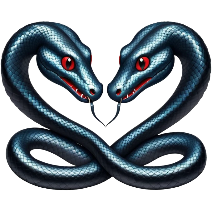 Two glittery black snakes making a heart emoji