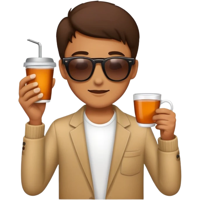 Car with sunglasses and drink a tea emoji