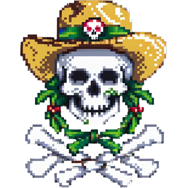One Piece Straw Hat Pirates Jolly Roger flag with skull wearing straw hat emoji