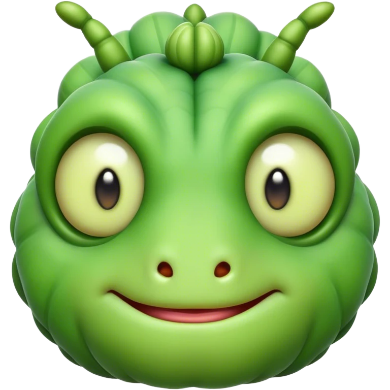 Cinematic Realistic Noble Caterpillar Portrait Emoji, Poised and serene, with a slender, segmented body covered in vivid, detailed green scales accented by subtle natural patterns, and a tiny, focused face with delicate, inquisitive eyes, rendered with lifelike texture and soft natural lighting, high shine, intelligent and delicate, styled with an air of woodland elegance, focused and attentive, soft glowing outline, capturing the essence of a watchful and confident looper caterpillar that appears ready to inch gracefully out of the screen with natural authority! emoji