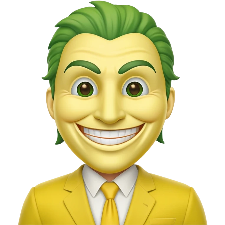 Green faced character with yellow suit and big smile from The Mask movie emoji