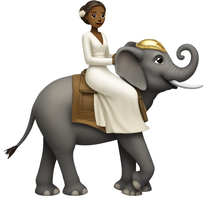 Jedi bride riding an elephant emoji