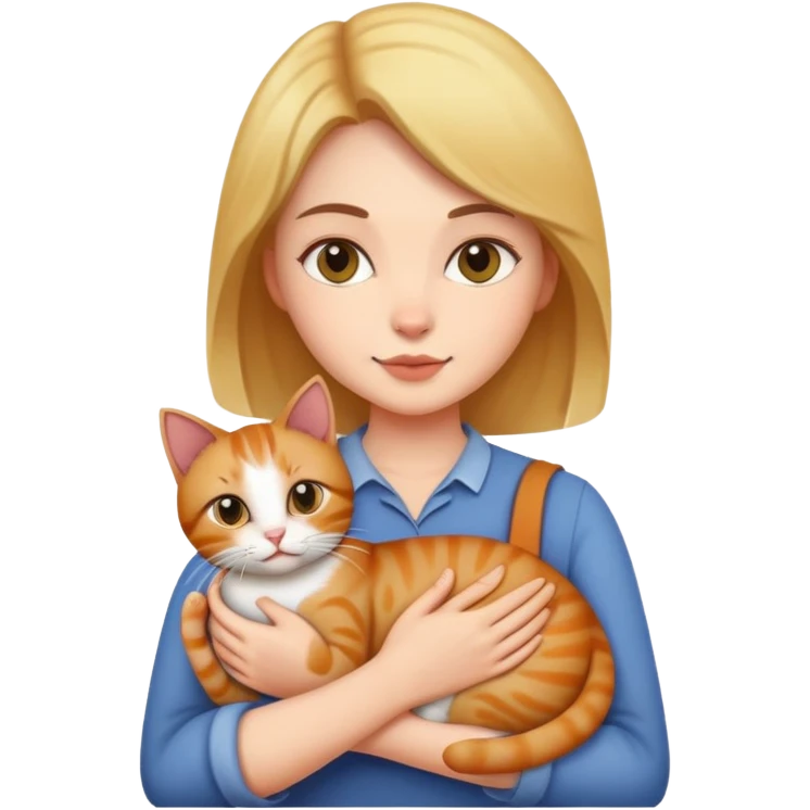 A Woman holding a cat emoji
