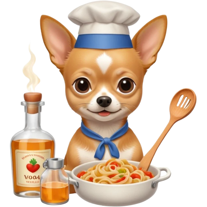 Chihuahua cooking vodka pasta emoji