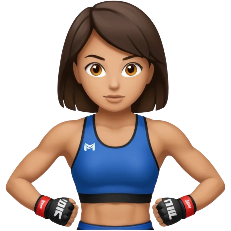 brunette woman making MMA emoji