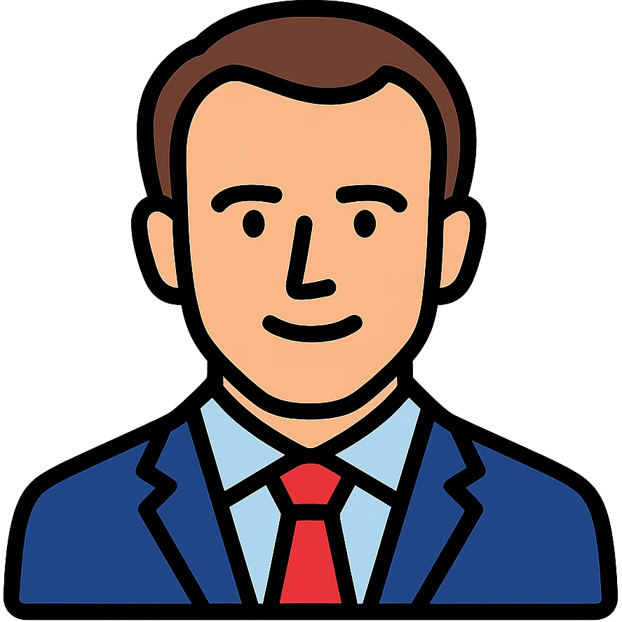 Emmanuel Macron, French president, colorful outlined icon emoji