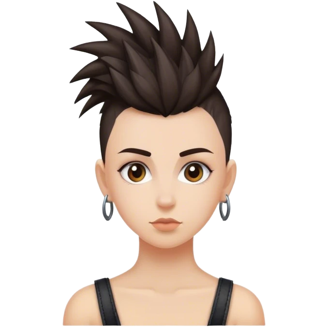 matt girl with mohawk wavy dark hair emoji