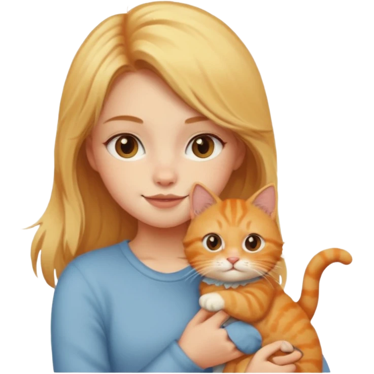 Девушка блондинка с рыжим котиком emoji