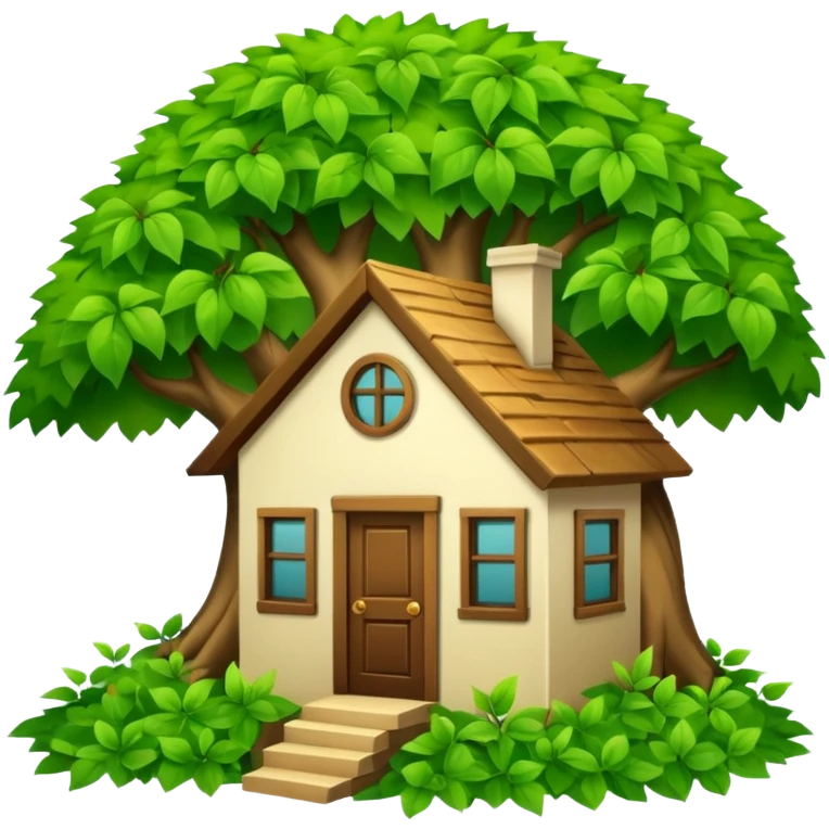 house covered by tree emoji