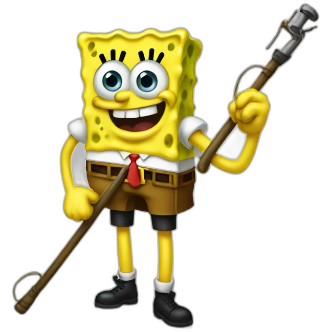 SpongeBob holding a rod emoji