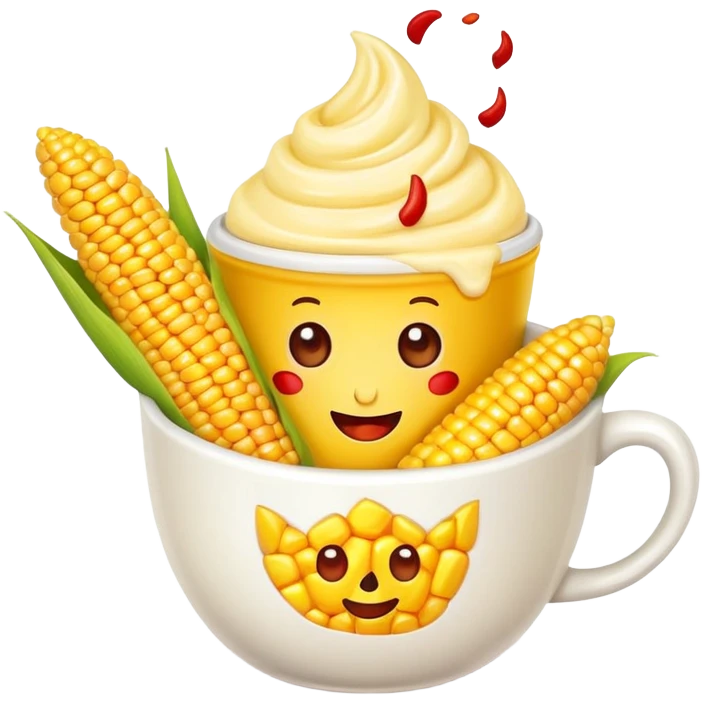 I would like you to make a emoji with corn in a cup mayo and red chile on top plz emoji