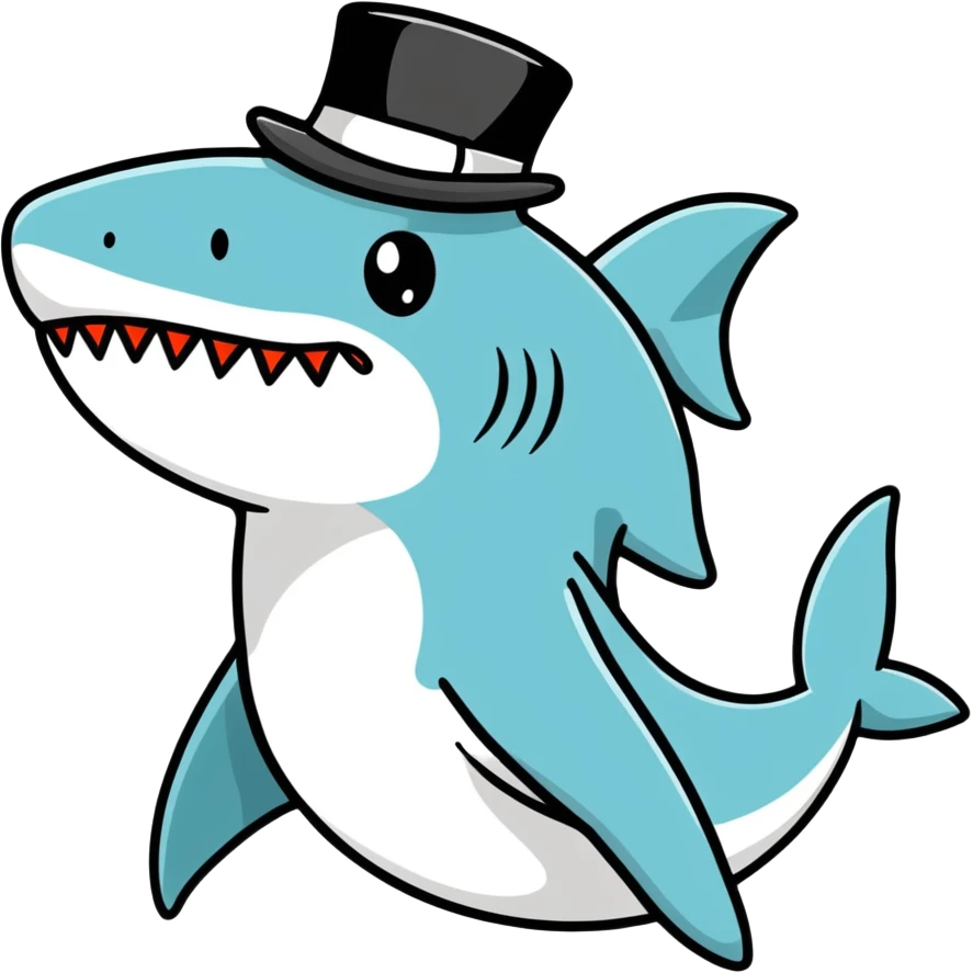 Shark with a top hat emoji