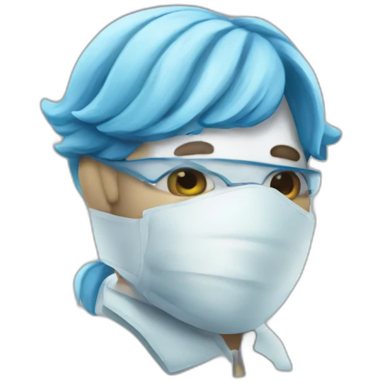 White Il Dottore in mask with blue hair emoji