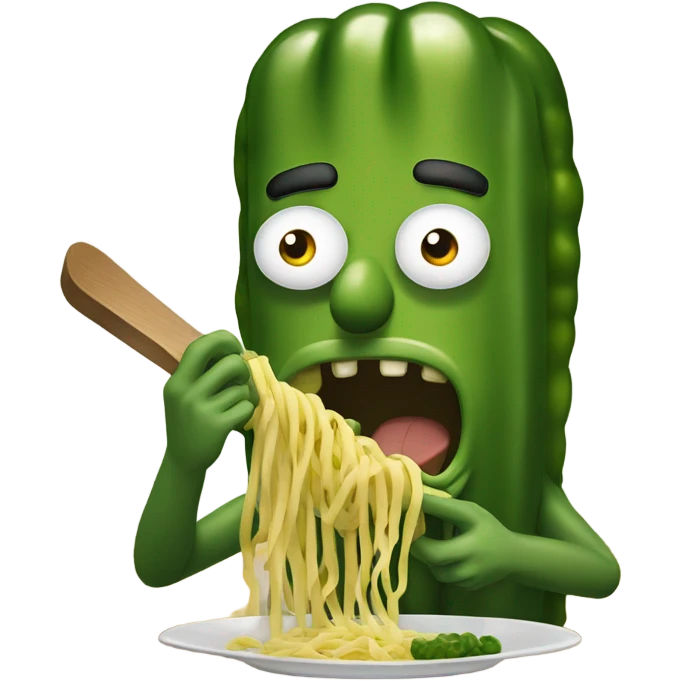 Pickle Rick eating pasta emoji