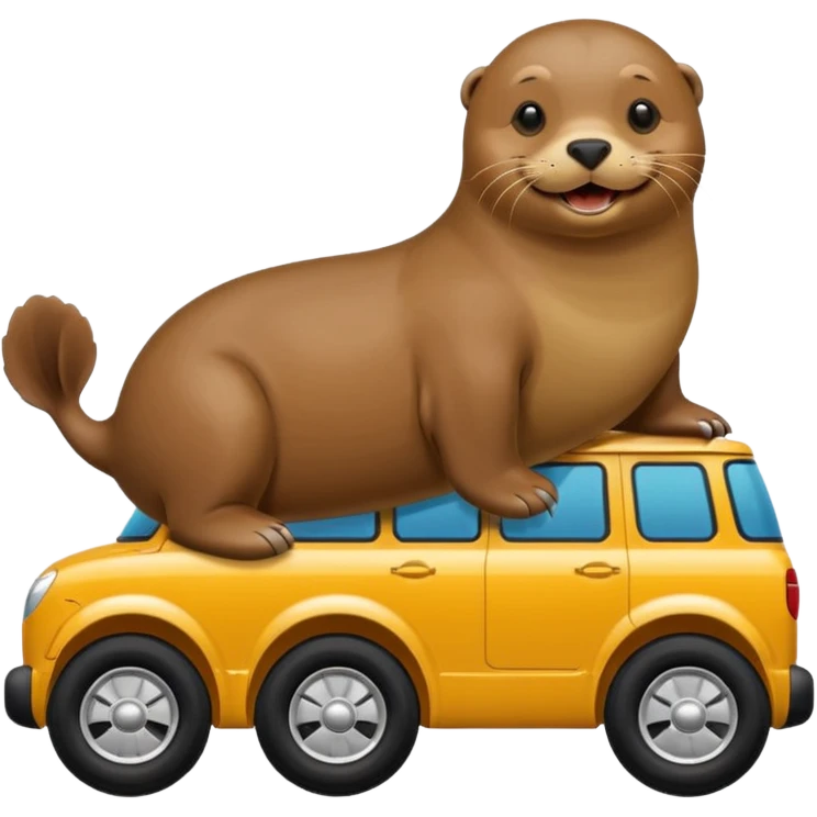 sealion on a vehicle with 4 wheels emoji