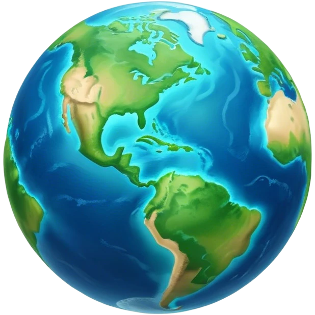 Cinematic Realistic Earth Emoji, depicted with vibrant blue oceans, clouds, and lush green continents rendered in exquisite detail, high shine, and a soft radiant glow that captures the dynamic, life-sustaining beauty of our home planet. emoji