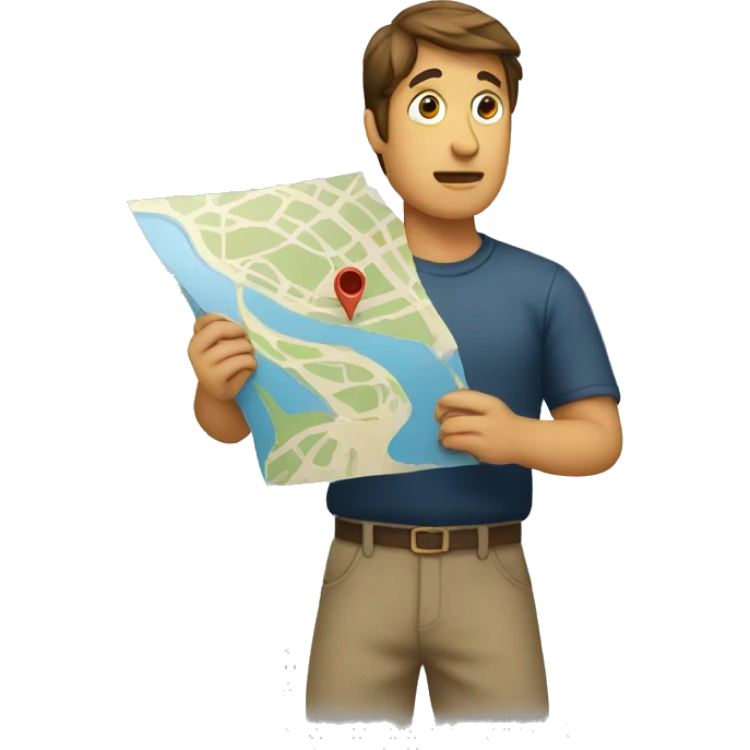 confused person holding map emoji