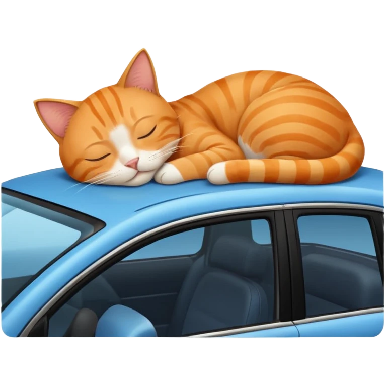 cat sleeping on the dashboard of a car, emoji style emoji