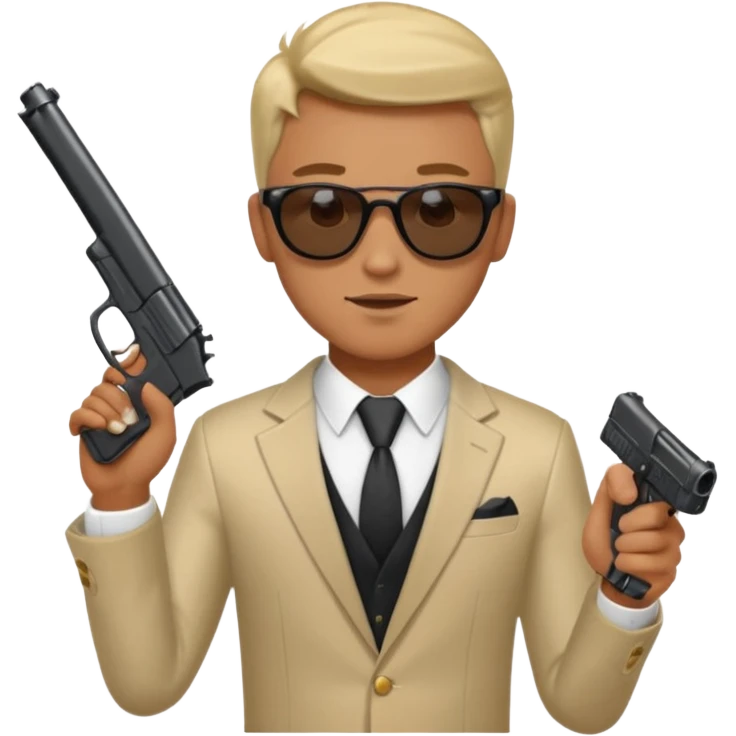 a handsome guy wearing a party clothes with sun glasses and a gun. emoji