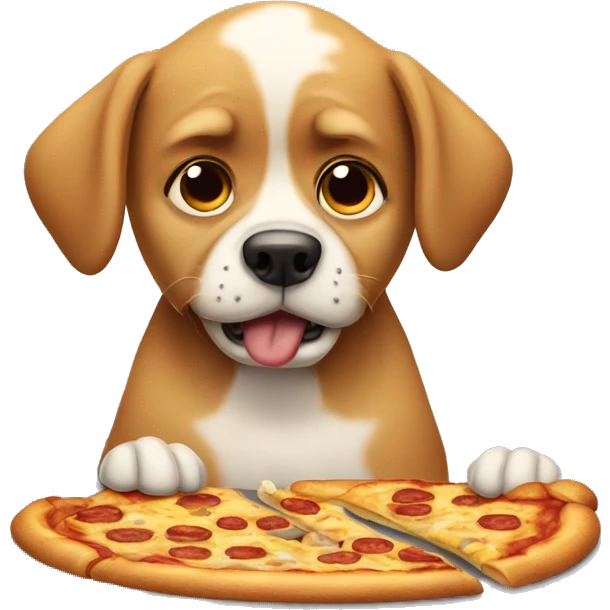 Sad dog eating pizza emoji