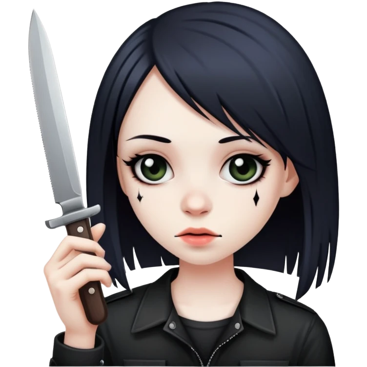 emo girl holding a blunt and knife emoji