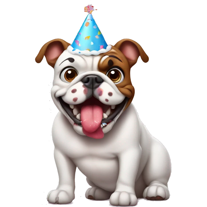 BullDog holding birthday cake emoji
