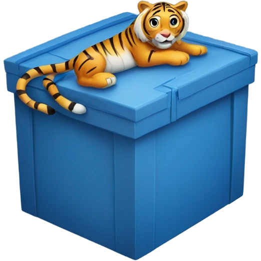 blue box with a tiger figure on it emoji