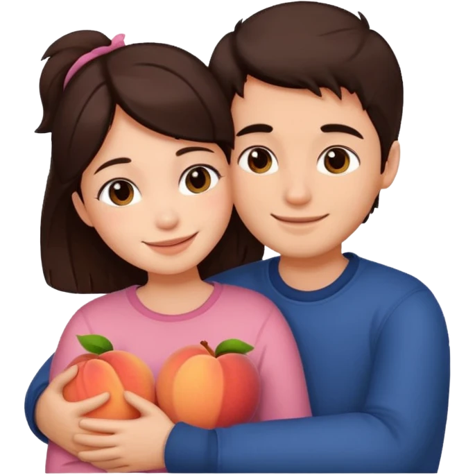 Girl and boy couple Both peach skin and darkish brown hair hugging emoji/cuddling emoji
