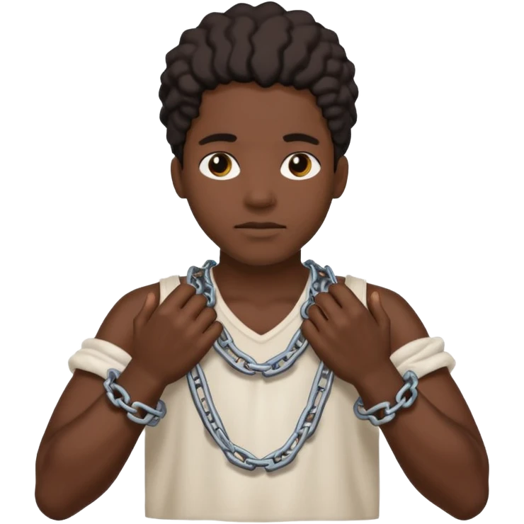 Black person with chains around his hands and cotton in his hands  emoji