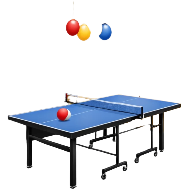 An open house garage that has a ping pong table in it and other fun decorations  emoji