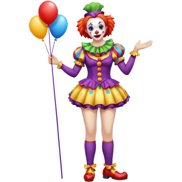 woman clown costume standing on foot emoji