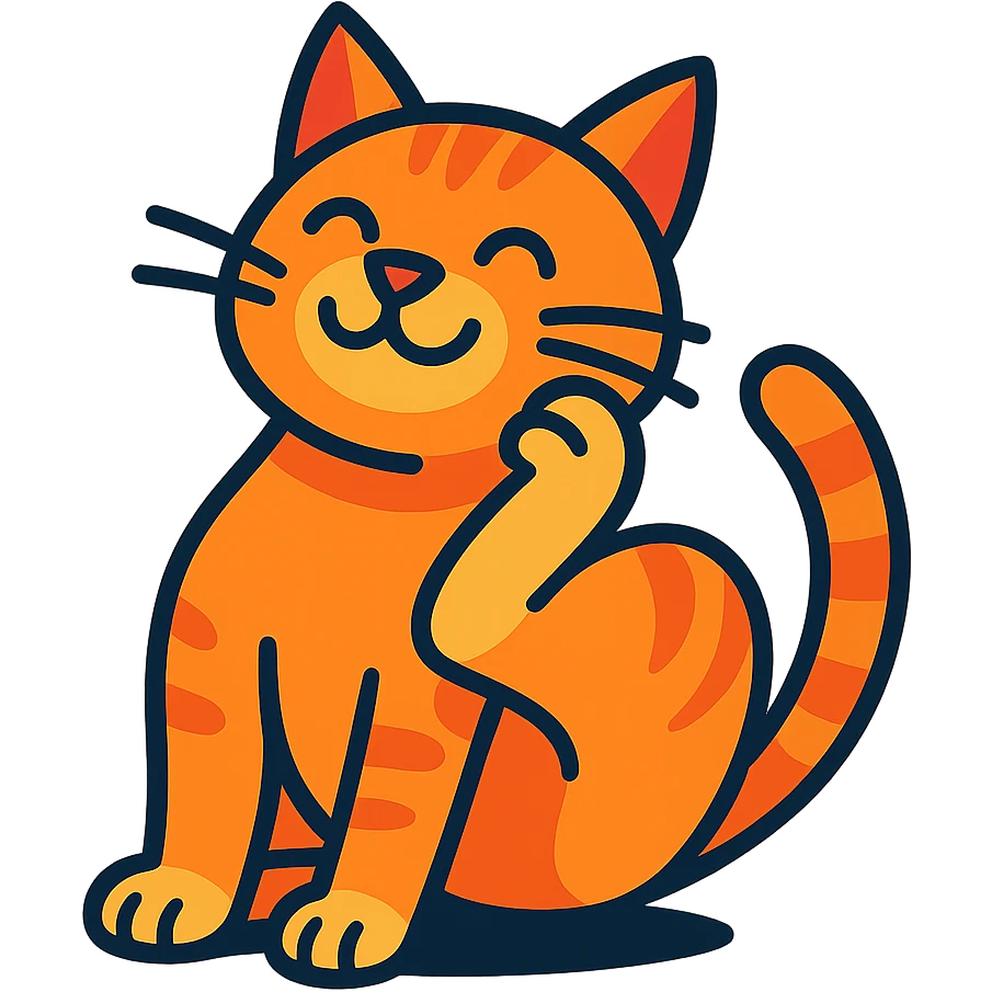 cat scratching its neck, vibrant cartoon style emoji