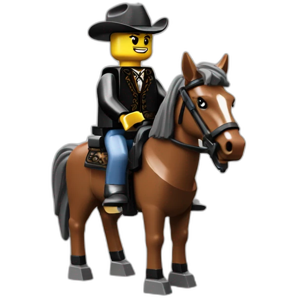 cool lego businessman cowboy on a horse emoji
