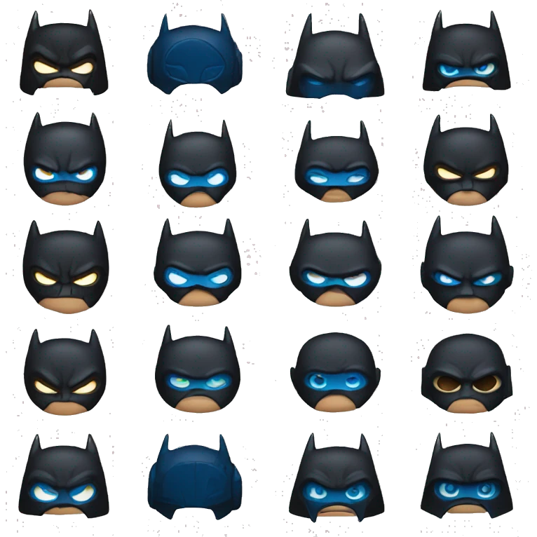 Dark Batman mask with blue eyes and serious face and a dark skin emoji
